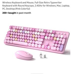 Pink Wireless Keyboard and Mouse Set